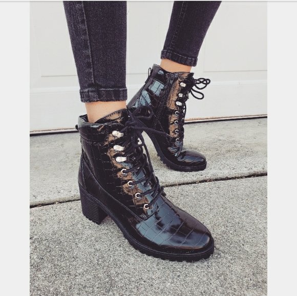 Super Trooper// black croc print boot - Picture 2 of 8